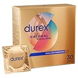 Durex Natural Feeling Kondome – Latexfreie Kondome aus Real-Feel-Material & mit anatomischer Easy-On-Form – 30er Pack (1 x 30 Stück)